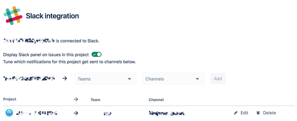 JIRA Slack integration settings